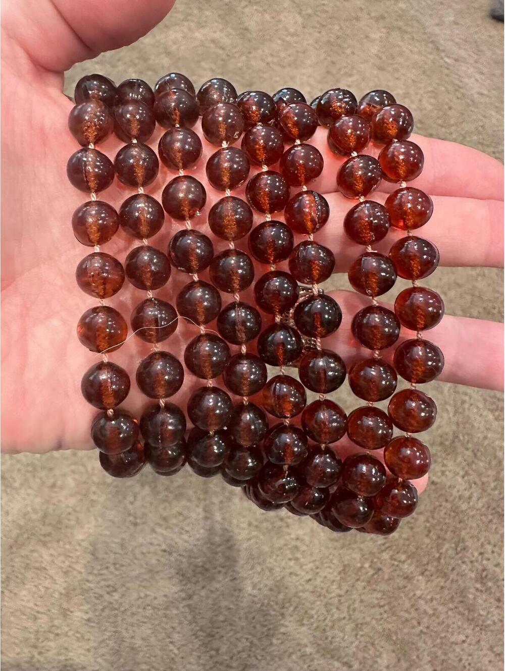 Vintage Brown Translucent Round Beaded Strands for Beaded Curtain